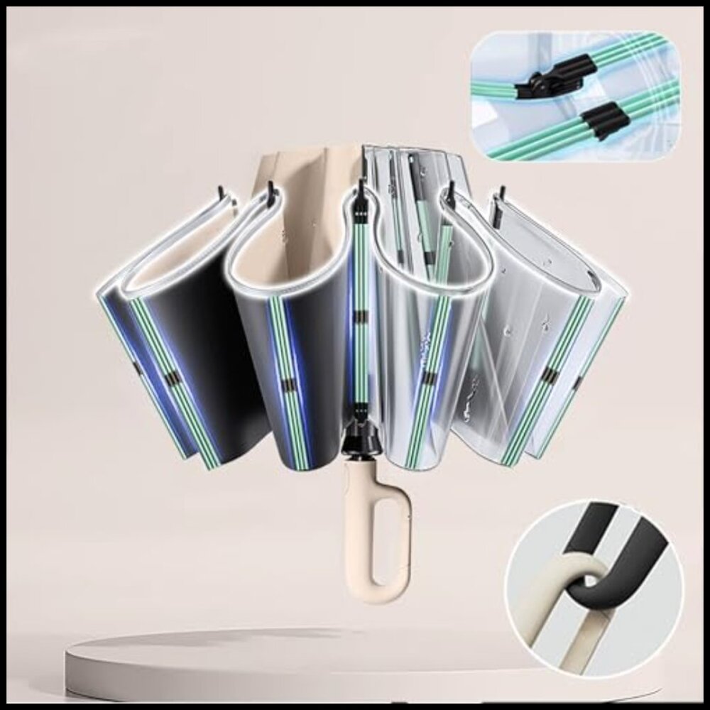 Compact Windproof Reverse Folding Umbrella Automa… - image 3